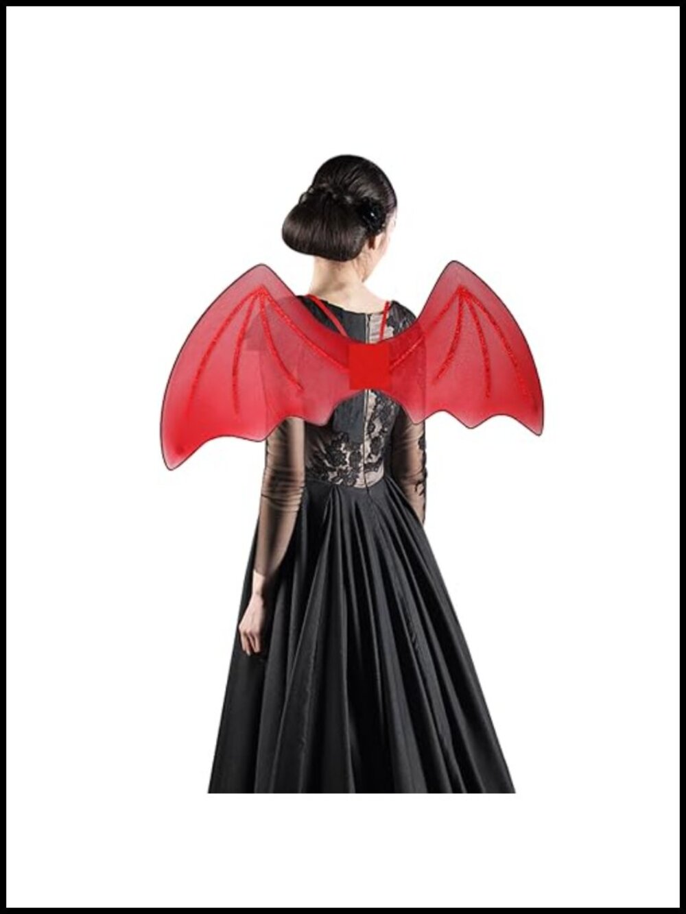Bat Wings Costume Chiffon with Glittering Red Lines Semi-Transparent Halloween
